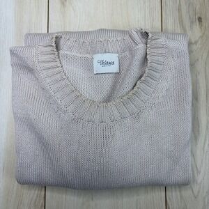 Velasca High Quality Cotton Ivory Knit Sweater Men's (52) 2XL Crewneck Italy
